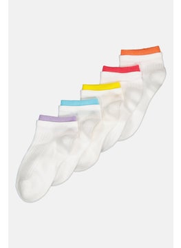 RBX Kids Girl 5 Pairs Textured Socks, White  - Image 2