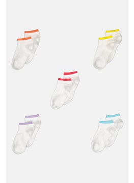 RBX Kids Girl 5 Pairs Textured Socks, White  - Image 1