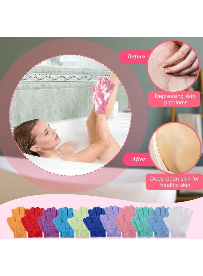 Tegeme 100 Pcs Exfoliating Gloves Double Sided Exfoliating Bath Gloves Nylon Colorful Shower Gloves For Men Women Kids Beauty Spa Massage Shower Deep Clean Body Skin Scrubber Bathing Accessories 13 Colors  - Image 4
