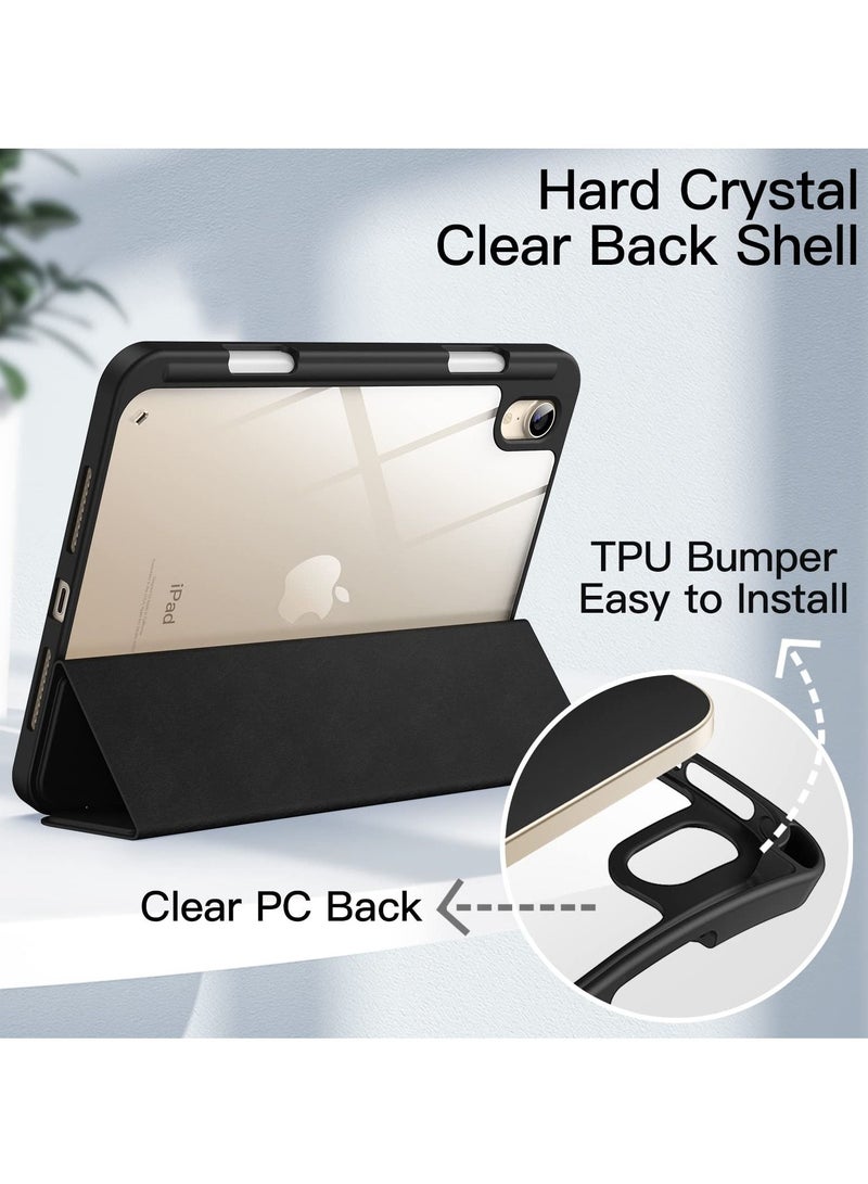 Jetech Case for iPad mini 6 8.3 Inch 2021 Model with Pencil Holder Clear Transparent Back Shell Slim Stand Shockproof Tablet Cover Auto Wake Sleep Black - Image 4