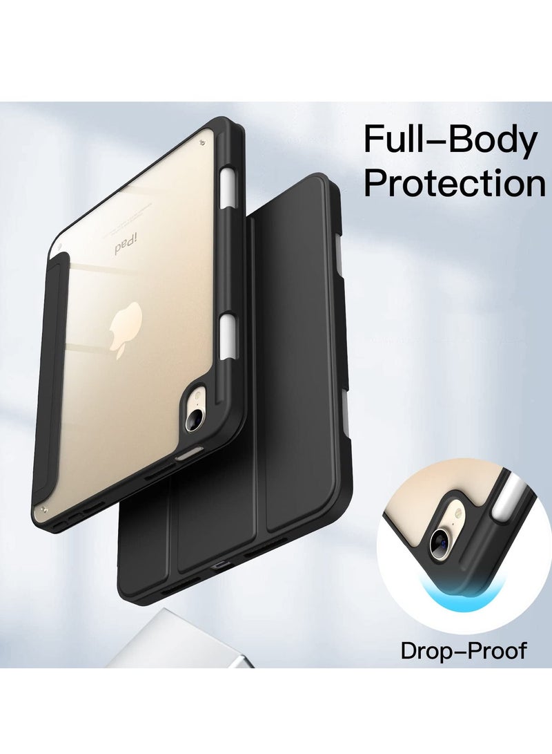 Jetech Case for iPad mini 6 8.3 Inch 2021 Model with Pencil Holder Clear Transparent Back Shell Slim Stand Shockproof Tablet Cover Auto Wake Sleep Black - Image 2