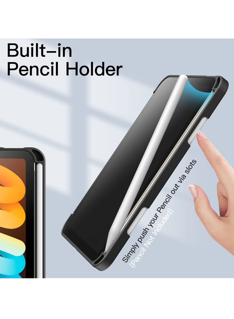 Jetech Case for iPad mini 6 8.3 Inch 2021 Model with Pencil Holder Clear Transparent Back Shell Slim Stand Shockproof Tablet Cover Auto Wake Sleep Black - Image 3