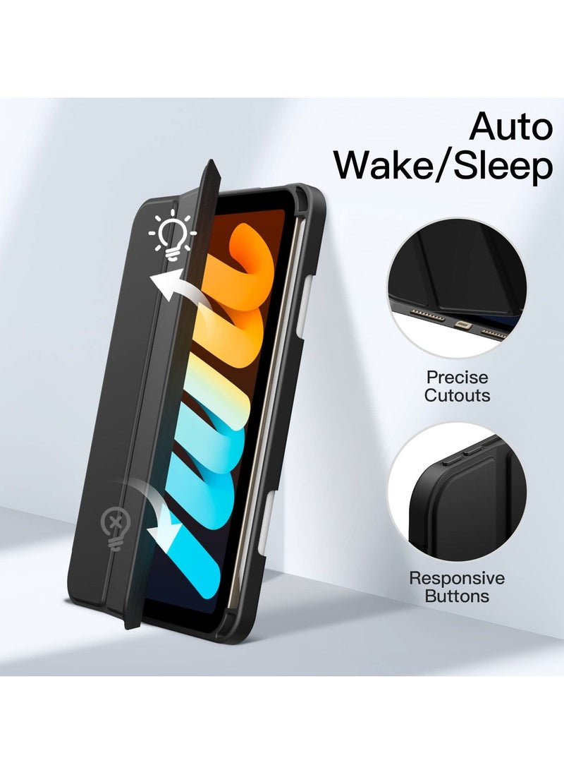 Jetech Case for iPad mini 6 8.3 Inch 2021 Model with Pencil Holder Clear Transparent Back Shell Slim Stand Shockproof Tablet Cover Auto Wake Sleep Black - Image 5