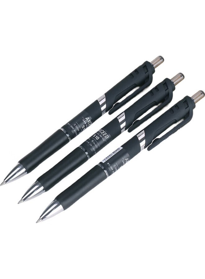 Deli Retractable Gel Pen, 0.5Mm Bullet Tip, Frosted Barrel, For Students And Office Use, Click-Type Pen, Black, 12 Pens/Box, S10 - Image 2