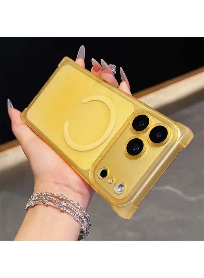 Yellow Matte Magnetic Case Compatible With Iphone 16 Plus Anti Drop Wireless Charge - Image 1