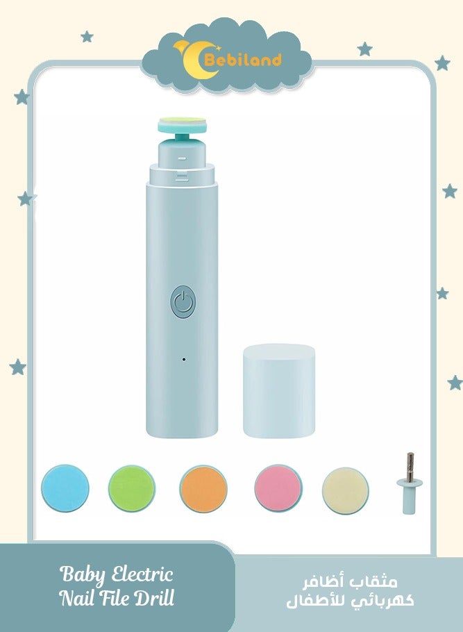 بيبي لاند ماكينة تشذيب اظافر كهربائية للاطفال 6 في 1 للاطفال حديثي الولادة واصابع القدم والاصابع بلون ، ازرق - Image 1