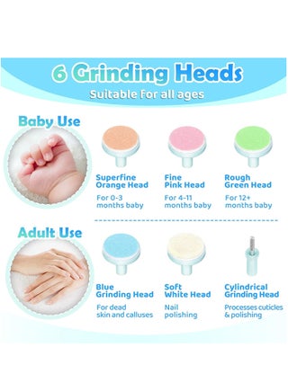 ماكينة تشذيب اظافر كهربائية للاطفال 6 في 1 للاطفال حديثي الولادة واصابع القدم والاصابع بلون ، ازرق - view 4