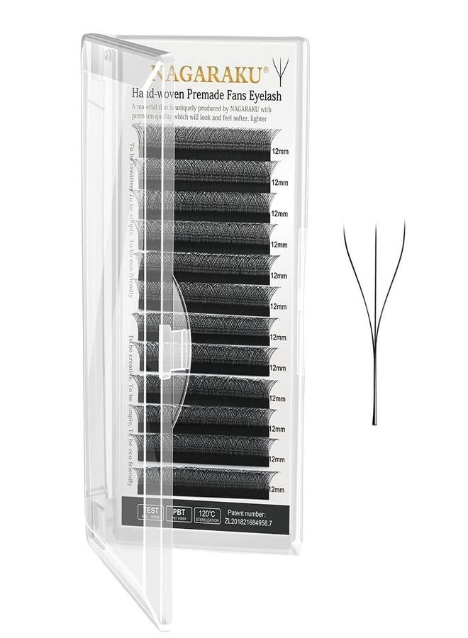 NAGARAKU W Eyelash Extension 3D Volume Premade Matte Black Cluster Easy Fanning yy Eye Lashes with Thickness 0.07mm Curl C (Length - 12mm) - Image 1