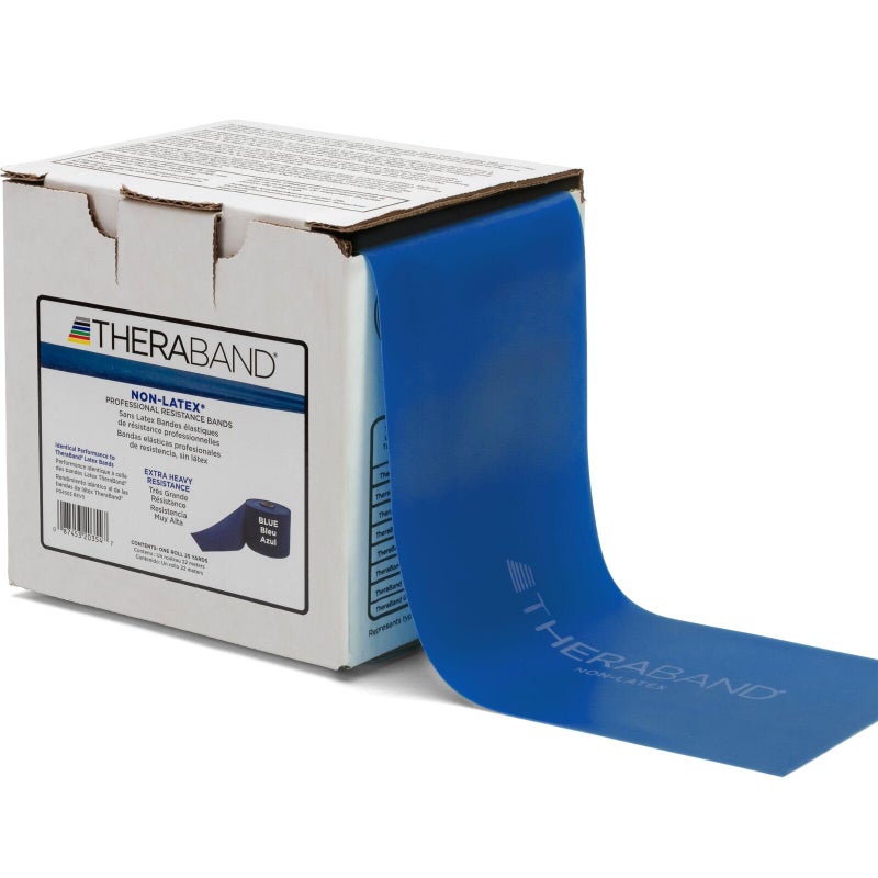 THERABAND Resistance Band 25 Yard Roll, Extra Heavy Blue Non-Latex Professional Elastic Bands For Upper & Lower Body Exercise, Physical Therapy, Pilates, Rehab, Dispenser Box, Level 5 - Image 1