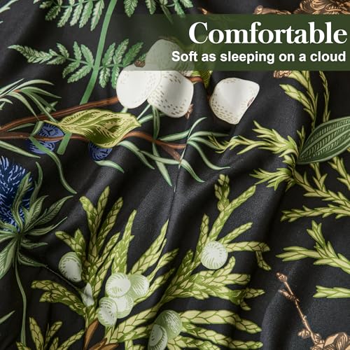 keensoft King Comforter Set - 3 Pieces Botanical Bedding Comforter Set, 1 Soft Green Plant Flowers Comforter (104"x90") and 2 Pillow Shams(20"x36") Ultra-Soft Comfort Suitable for All Seasons - Image 5