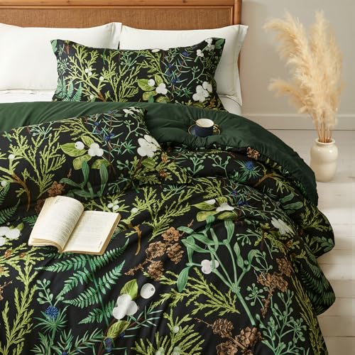 keensoft King Comforter Set - 3 Pieces Botanical Bedding Comforter Set, 1 Soft Green Plant Flowers Comforter (104"x90") and 2 Pillow Shams(20"x36") Ultra-Soft Comfort Suitable for All Seasons - Image 3