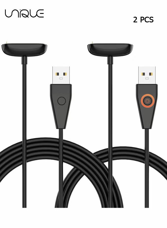 يونيك كابل شاحن ل Fitbit Charge 5 / Luxe ، 2 حزمة ترقية كابل شحن مغناطيسي قوي مع استبدال زر إعادة الضبط ل Fitbit Luxe و Fitbit Charge 5 ، ملحق سلك الشحن الأسود (39.4 بوصة / 19.7 بوصة) - Image 1