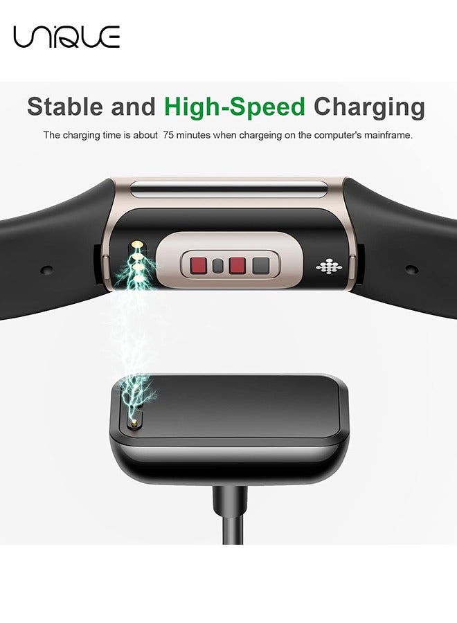 يونيك كابل شاحن ل Fitbit Charge 5 / Luxe ، 2 حزمة ترقية كابل شحن مغناطيسي قوي مع استبدال زر إعادة الضبط ل Fitbit Luxe و Fitbit Charge 5 ، ملحق سلك الشحن الأسود (39.4 بوصة / 19.7 بوصة) - Image 5