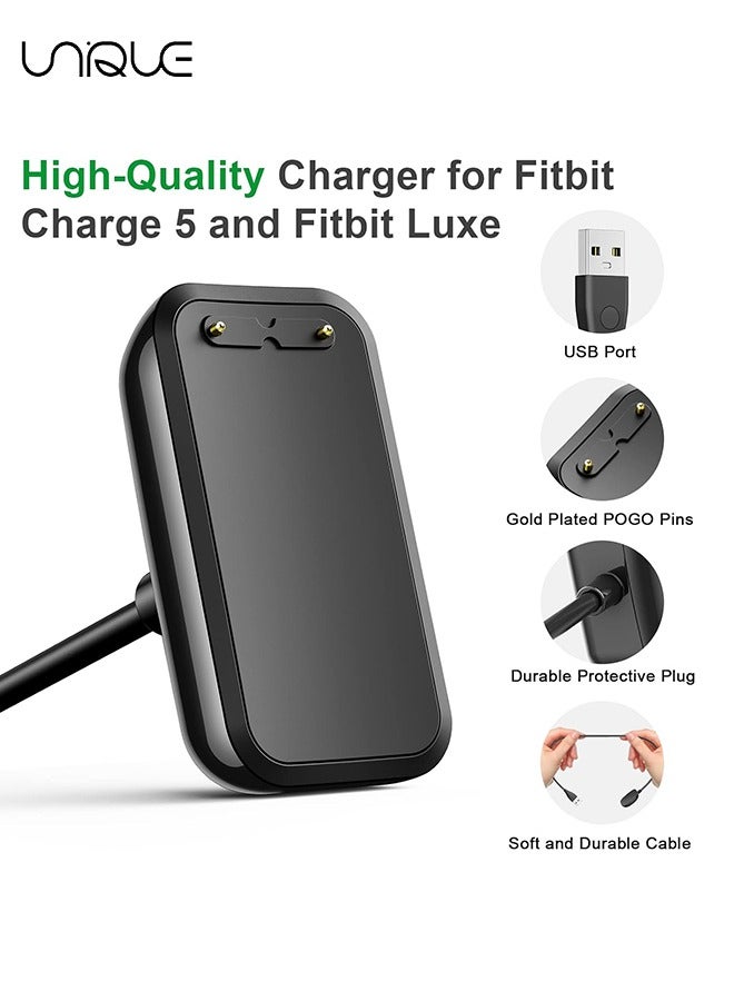 يونيك كابل شاحن ل Fitbit Charge 5 / Luxe ، 2 حزمة ترقية كابل شحن مغناطيسي قوي مع استبدال زر إعادة الضبط ل Fitbit Luxe و Fitbit Charge 5 ، ملحق سلك الشحن الأسود (39.4 بوصة / 19.7 بوصة) - Image 4