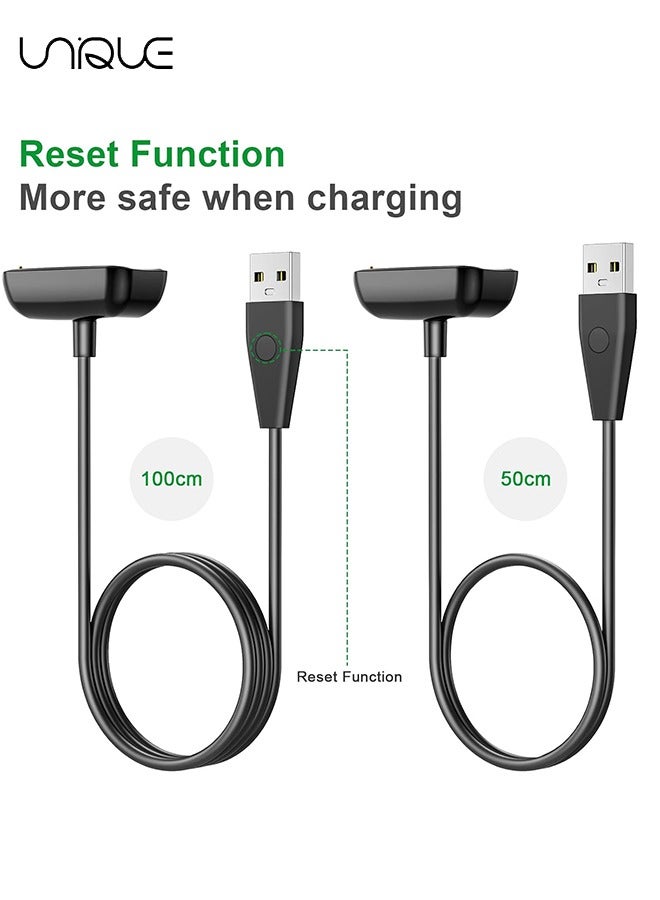 يونيك كابل شاحن ل Fitbit Charge 5 / Luxe ، 2 حزمة ترقية كابل شحن مغناطيسي قوي مع استبدال زر إعادة الضبط ل Fitbit Luxe و Fitbit Charge 5 ، ملحق سلك الشحن الأسود (39.4 بوصة / 19.7 بوصة) - Image 2