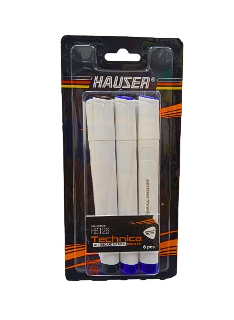 HAUSER WHITEBOARD MARKER TECHNICA CHISEL TIP 6PCS - Image 1