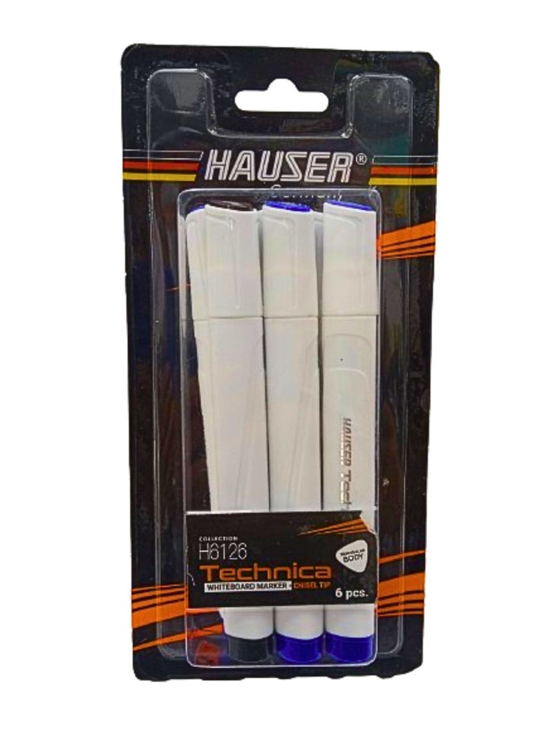 HAUSER WHITEBOARD MARKER TECHNICA CHISEL TIP 6PCS - Image 2