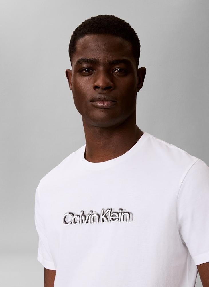 CALVIN KLEIN Textured Graphic Logo T-Shirt - Image 3