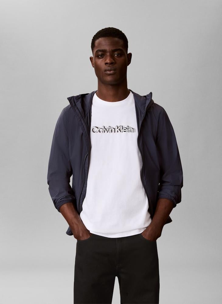 CALVIN KLEIN Textured Graphic Logo T-Shirt - Image 4