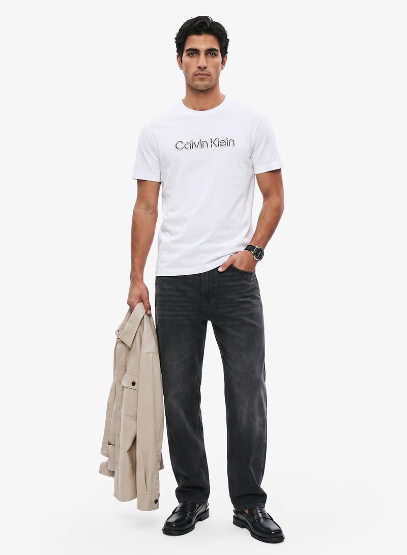 CALVIN KLEIN Textured Graphic Logo T-Shirt - Image 1