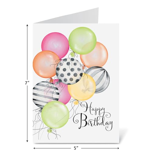Current Striped Celebration Birthday Cards - Set of 8 (4 designs), Large 5" x 7" Birthday Cards, Sentiments Inside, Envelopes Included - Image 4