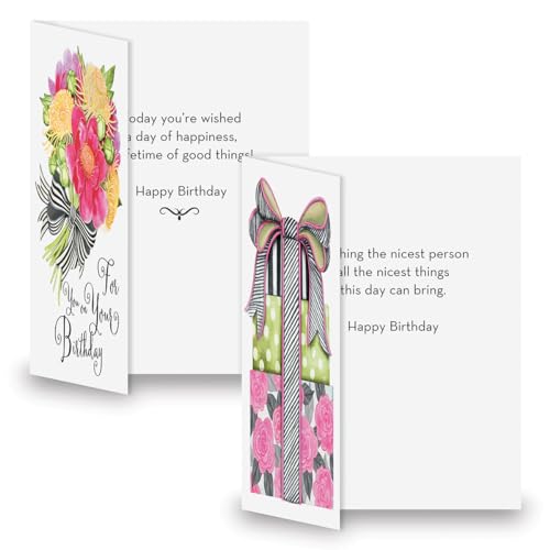 Current Striped Celebration Birthday Cards - Set of 8 (4 designs), Large 5" x 7" Birthday Cards, Sentiments Inside, Envelopes Included - Image 3