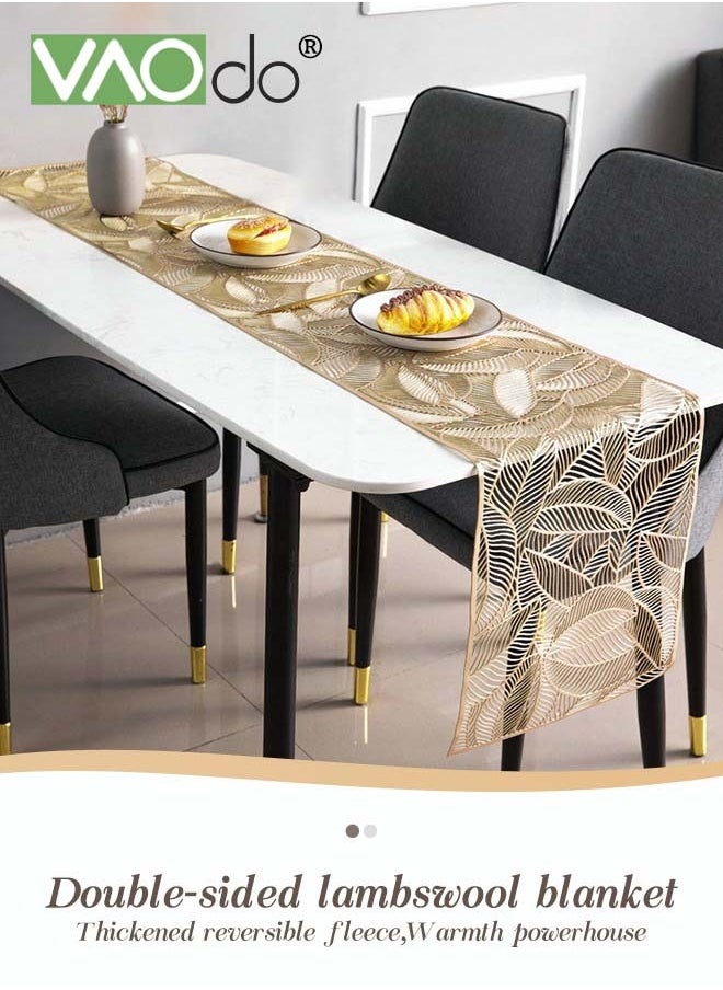 VAOdo 5PCS Placemats and Table Runners Hollow Design Bronzing Solid Color Waterproof Oil-proof Heat-insulated Table Decoration Table Runners 180*35cm Placemats 30*45cm  - Image 3