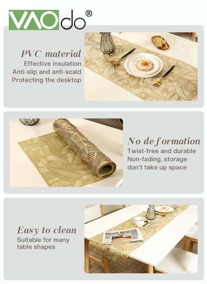 VAOdo 5PCS Placemats and Table Runners Hollow Design Bronzing Solid Color Waterproof Oil-proof Heat-insulated Table Decoration Table Runners 180*35cm Placemats 30*45cm  - Image 4