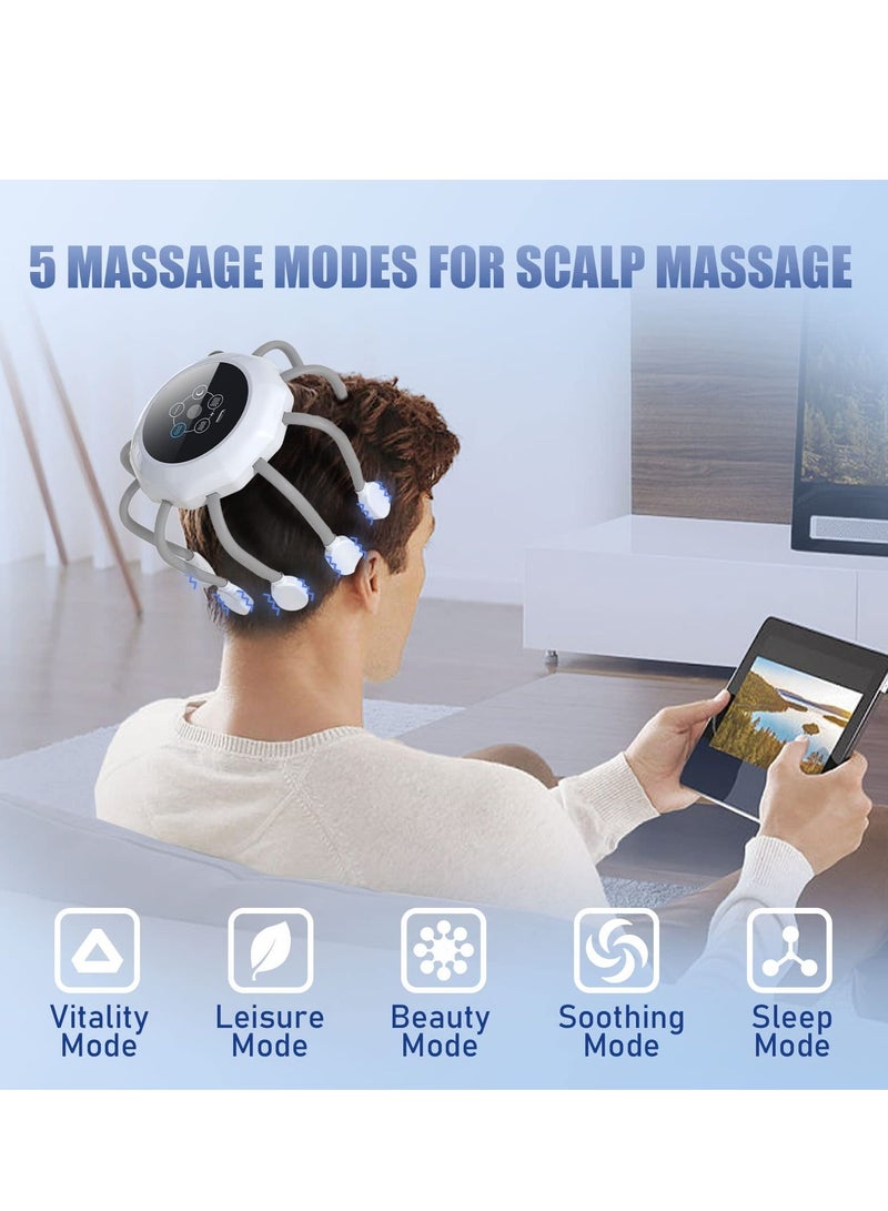 Generic Electric Head Massager Intelligent Wireless 5 Modes 14 Vibration Contacts 360 Degree Vibrating Scalp Massager for Stress Relax and Tension  - Image 4