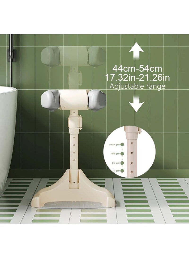 حوض استحمام قائم قابل للتعديل وقابل للطي للأطفال - مساعد استحمام مضاد للانزلاق مع حاجز أمان، بلاستيك متين - مثالي للاستخدام المنزلي، مساعد استحمام للأطفال | تصميم حاجز الأمان | ارتفاع مرن، كاكي - Image 3