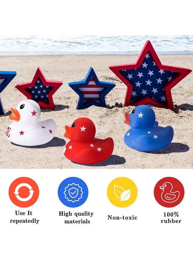 Wehhbtye 36 Pcs Patriotic Rubber Ducks, 4th of July Rubber Duck,2 Inch Red White Blue Star Float Ducky for Independence Day,Memorial Day Baby Shower Pool Party - Image 2