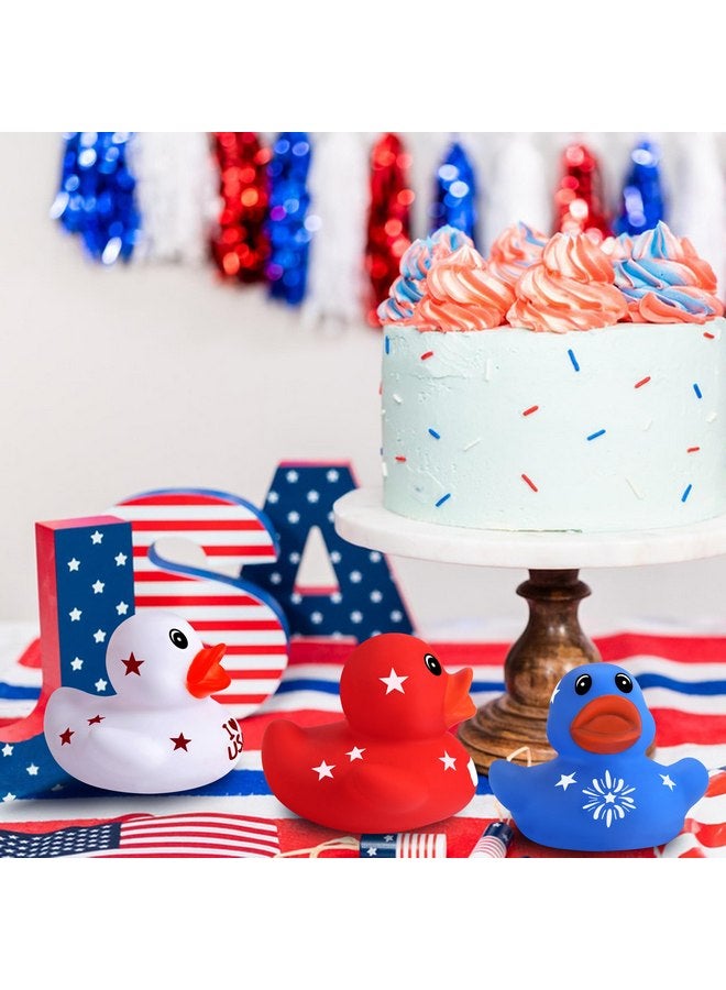 Wehhbtye 36 Pcs Patriotic Rubber Ducks, 4th of July Rubber Duck,2 Inch Red White Blue Star Float Ducky for Independence Day,Memorial Day Baby Shower Pool Party - Image 3