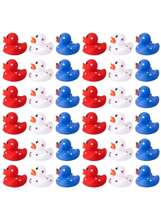 Wehhbtye 36 Pcs Patriotic Rubber Ducks, 4th of July Rubber Duck,2 Inch Red White Blue Star Float Ducky for Independence Day,Memorial Day Baby Shower Pool Party - Image 1