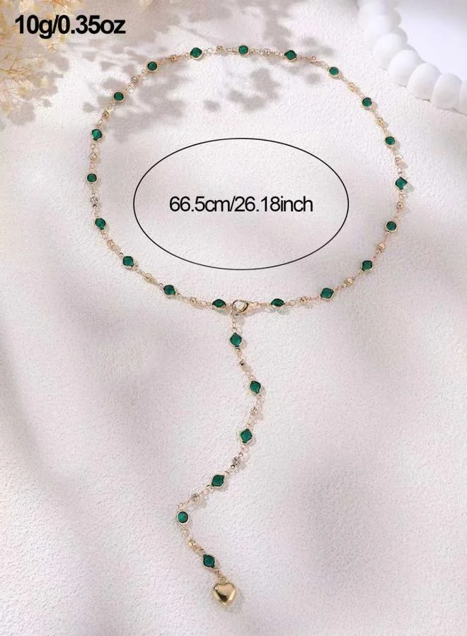 Take Two Take Two Embellished Chain Heart Shape Drop Necklace