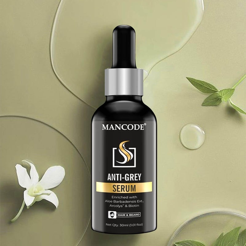 MAN CODE Mancode Anti Grey Serum  Restore Natural Black Color of Grey White Hair  BeardDelay  Reverses GraysStrengthen Hair  Beard Roots Toxin Free For All Hair  Beard Type30ml - Image 4