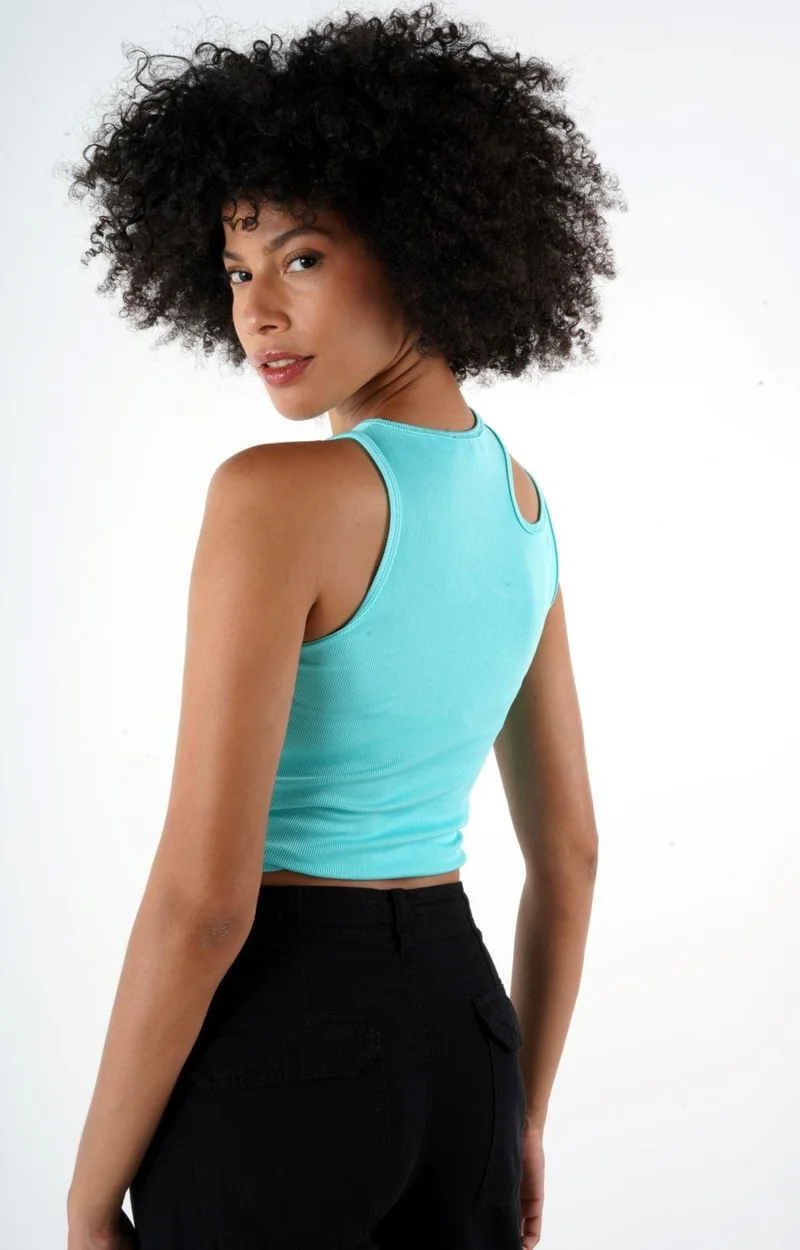Alexander Gardi Crop Tank Top with Neck Detail (B24-0091)