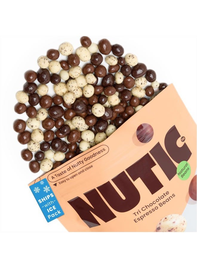 Nutic Chocolate Covered Espresso Beans - 1LB, Assortment of White, Milk & Dark Chocolate Coffee Beans - Bulk Espresso Candy for Rich Indulgence - A Coffee Lover's Delight - (Pack of 1) - Image 1