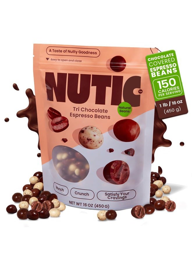 Nutic Chocolate Covered Espresso Beans - 1LB, Assortment of White, Milk & Dark Chocolate Coffee Beans - Bulk Espresso Candy for Rich Indulgence - A Coffee Lover's Delight - (Pack of 1) - Image 2