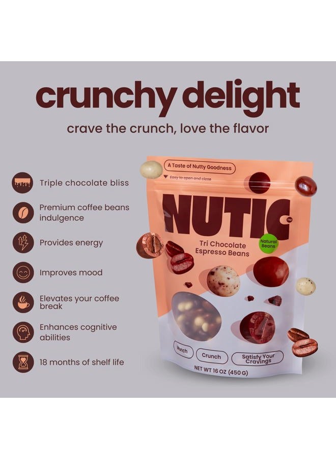 Nutic Chocolate Covered Espresso Beans - 1LB, Assortment of White, Milk & Dark Chocolate Coffee Beans - Bulk Espresso Candy for Rich Indulgence - A Coffee Lover's Delight - (Pack of 1) - Image 3