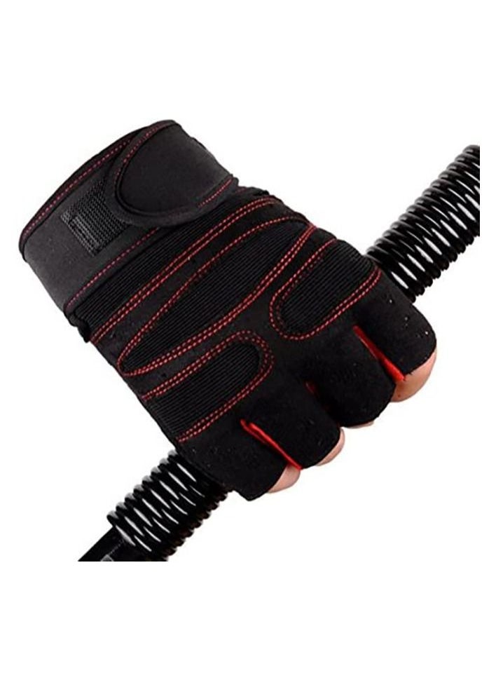 Gonice - Fitness Gloves Gym Weight Lifting Body Building Exercise Workout Half Finger Gloves For Men L, Red - Image 1
