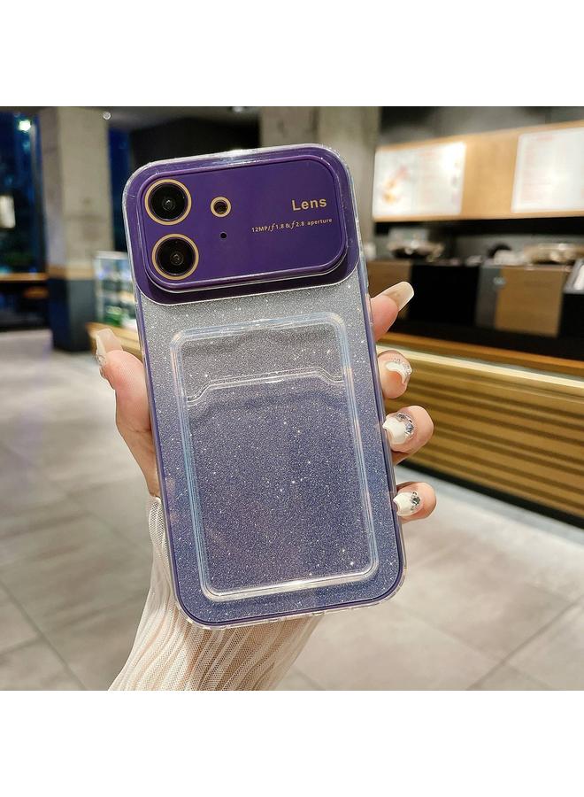 Zaboon Case For iPhone 12 Large Window Gradient Glitter Phone Case with Card Slot - Image 1