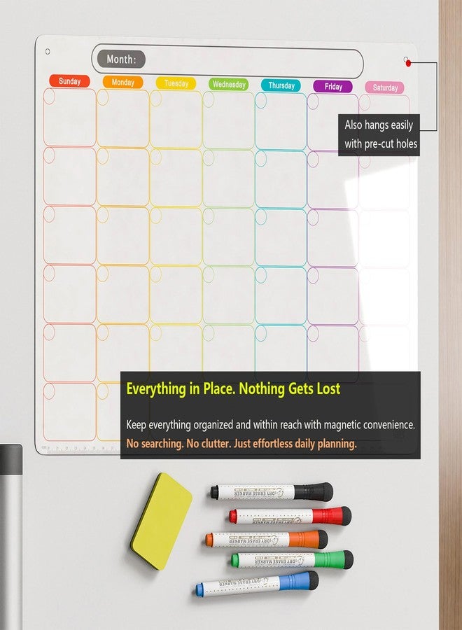 Mag-Fancy Magnetic Calendar for Fridge, Dry Erase Whiteboard Monthly Planner, 16.9" x 13", 6-Week Layout, Extra-Thick Full Magnetic Backing, Easy to Clean, Dual-Magnet Fine Tip Markers - Image 5