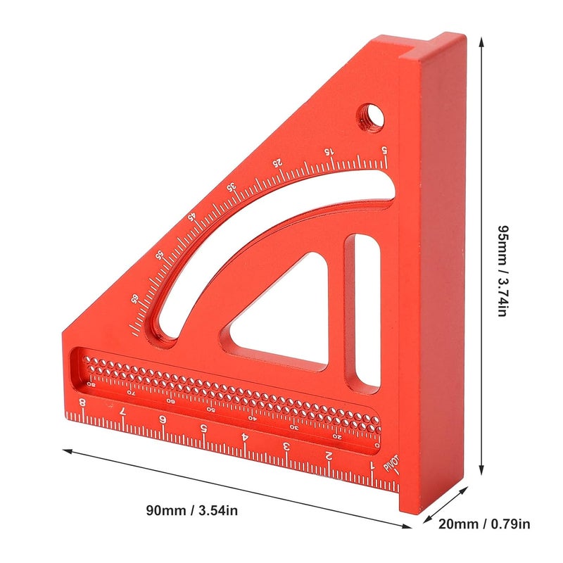 مسطرة نجارة صغيرة من الألومنيوم بزاوية 45 درجة أداة قياس للنجارة - Image 3