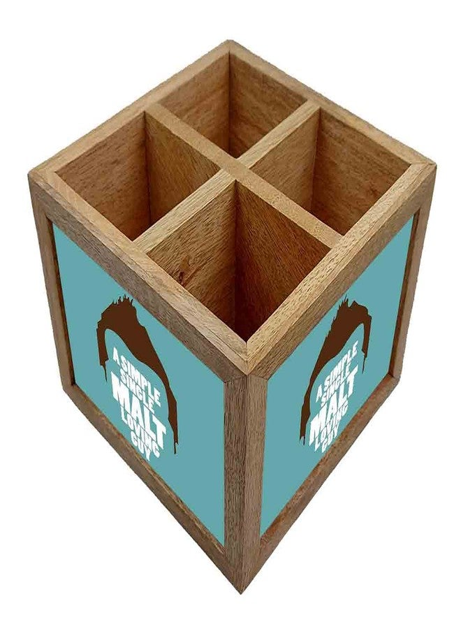 Nutcase Wooden Cutlery Stand Holder Silverware Caddy Spoons Forks Knives Organizer for Dining Table & Kitchen -Made in India-Spoons NOT Included - A Simple Single Malt Loving Guy - Image 2