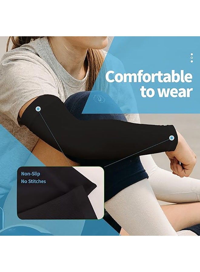 Flushrenic 2 Pieces UV Sun Protection Arm Sleeves  UPF 50 Cooling Sports Sleeve For Men and Women (White+Black) - Image 2