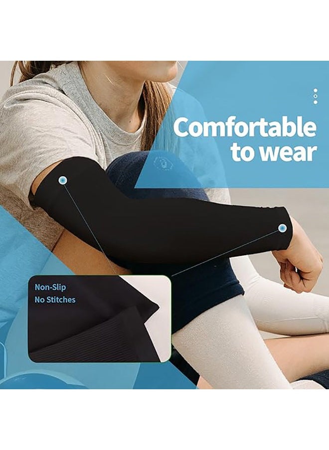 Generic 2 Pieces UV Sun Protection Arm Sleeves  UPF 50 Cooling Sports Sleeve For Men and Women (White+Black)  - Image 3