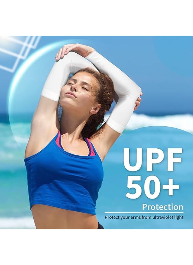 Generic 2 Pieces UV Sun Protection Arm Sleeves  UPF 50 Cooling Sports Sleeve For Men and Women (White+Black)  - Image 4