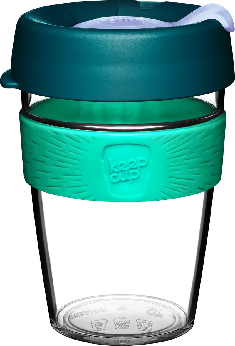 KeepCup Original Lightweight Plastic Reusable Coffee Cup with Splashproof Sipper Lid  Medium 12oz340ml  Eventide