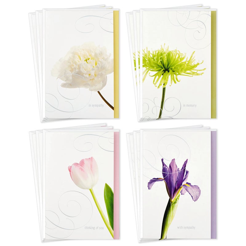 Hallmark Assorted Sympathy Cards (Flowers, 12 Cards and Envelopes) - Image 1