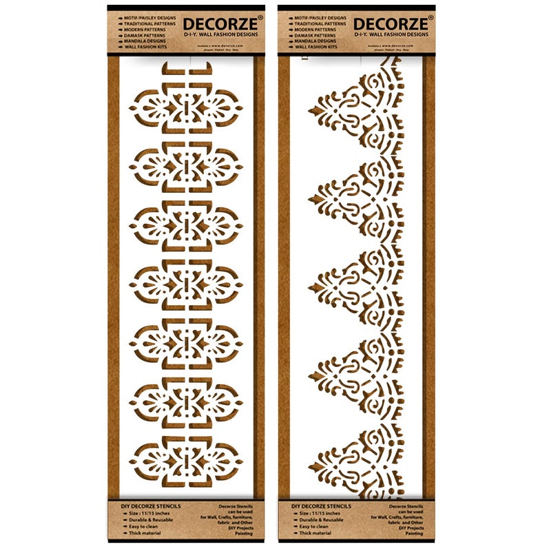 DECORZE Border Stencils for DIY Home Decor | Floral, Pattern & Wall Border Stencils for Painting Furniture & Art Projects DB-53-54 - Image 5